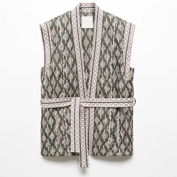 Mango QUILTED VEST WITH BELT - Picture 2 of 8